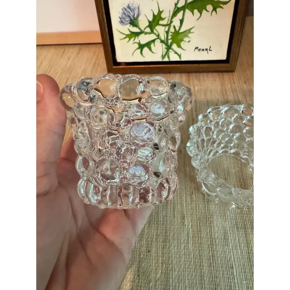 Vintage Hobnail Bubble Glass Votives – Vanity, Matchstick, Toothpick Jars (2)